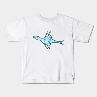 Fly Bird Smooth Blue Kids T-Shirt